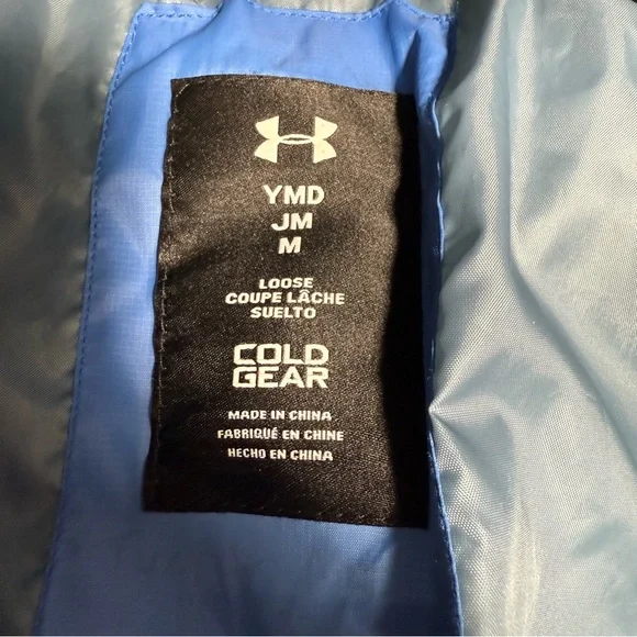 Under Armour Blue and Gray Youth Hooded Puffer Jacket Size M - Picture 5 of 13